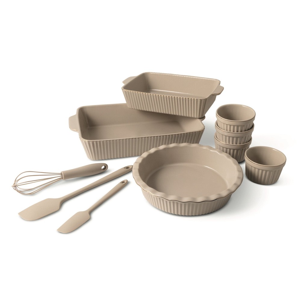 10-Piece Ceramic Bakeware Set Taupe