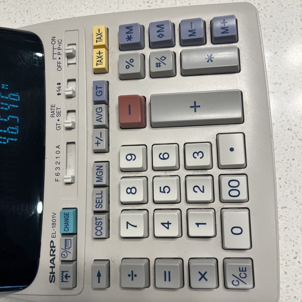 Sharp EL-1801V Ink Printing Calculator Fluorescent Display Tested&Works