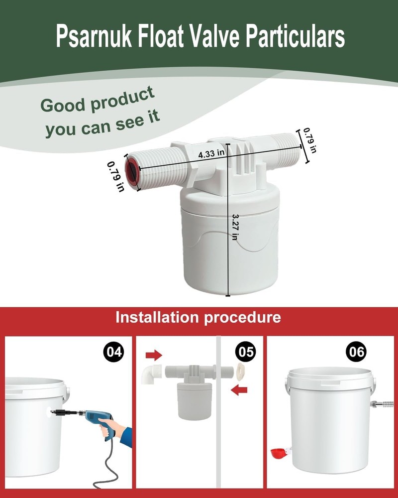 DIY Automatic Chicken Waterer Kit 4 Chicken Water Cups Float Valve Drill Bit 4
