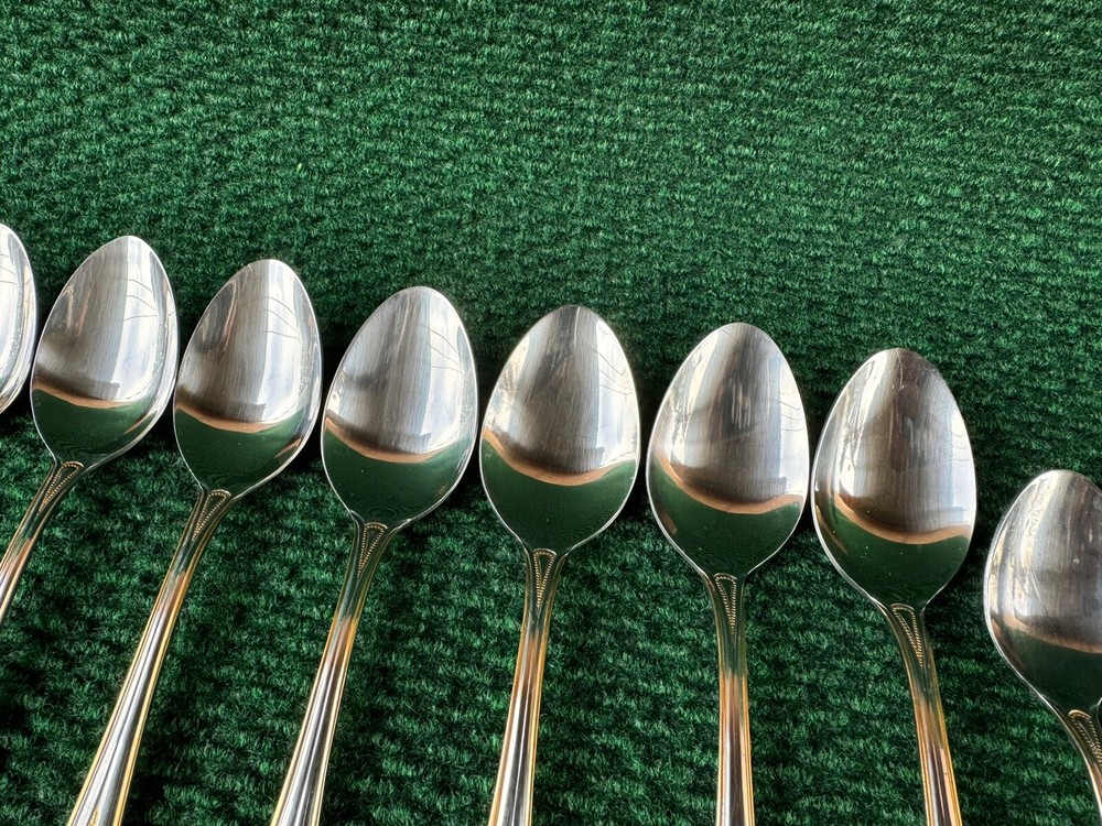 Hampton Silversmiths HSV209 Gold Accent Beaded Flatware 68 Pieces