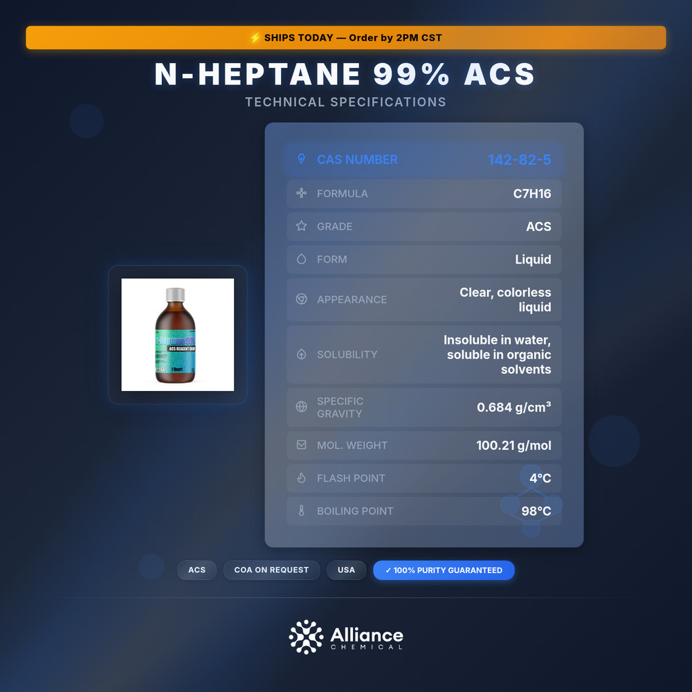 n-Heptane 99% ACS - 1 Liter