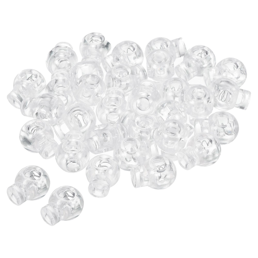 30 Pack Cord Locks Ball Spring Toggle Stopper Translucent