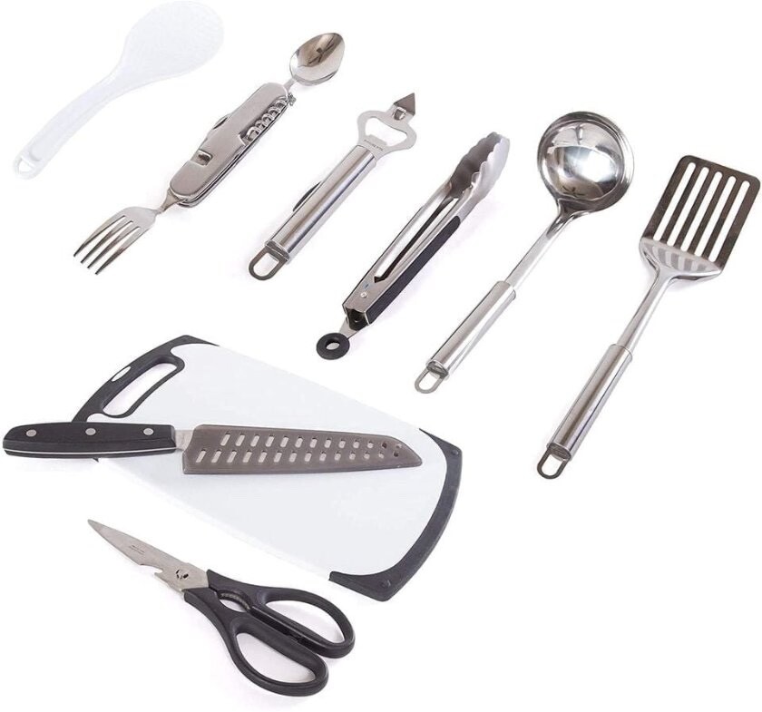 Camping Utensils Cooking Set, Camping Cookware with Kitchen Knife- Orange