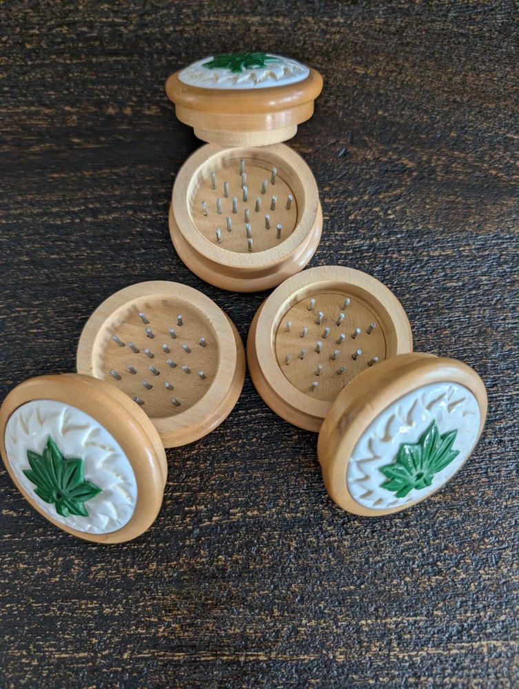 Three Handmade Wooden Grinders