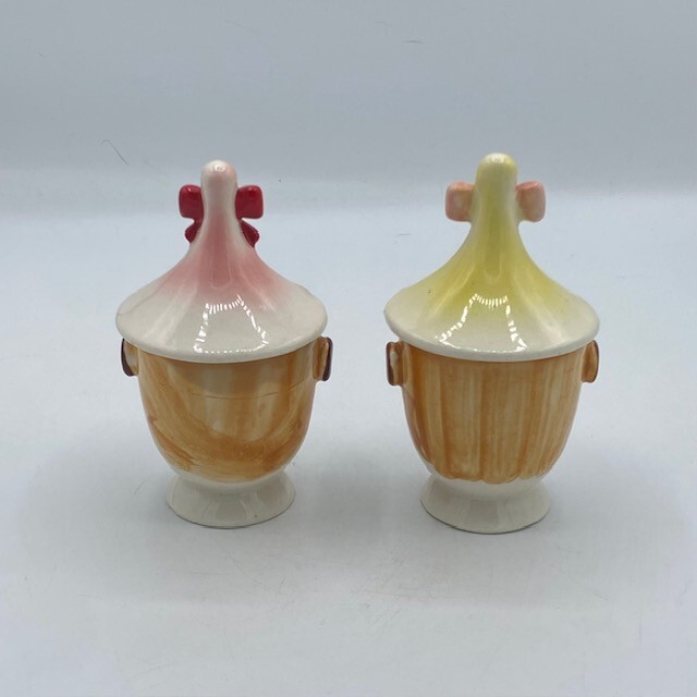Vtg COMMODORE Anthropomorphic KETCHUP MUSTARD Pixie Condiment Jar Attached Spoon