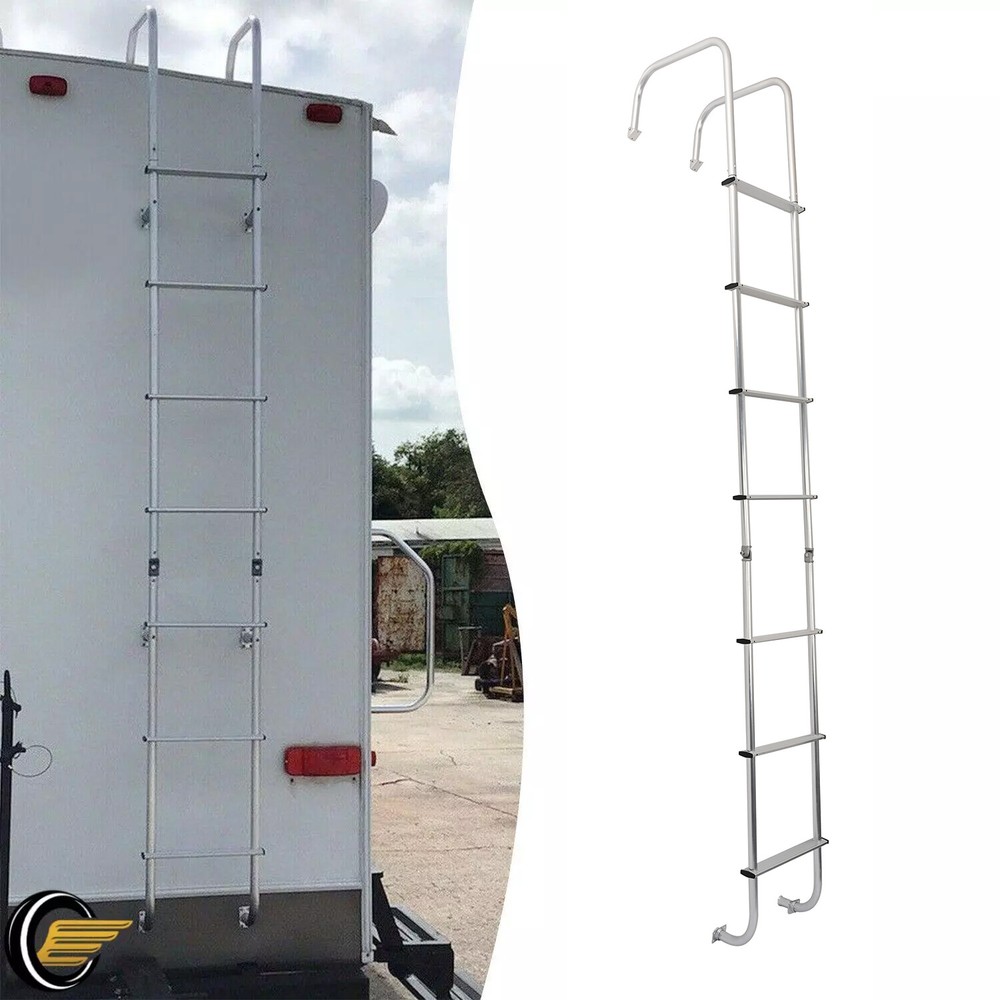 Universal Exterior Rear RV Motorhome Straight Ladder Silver For LA-401 105"