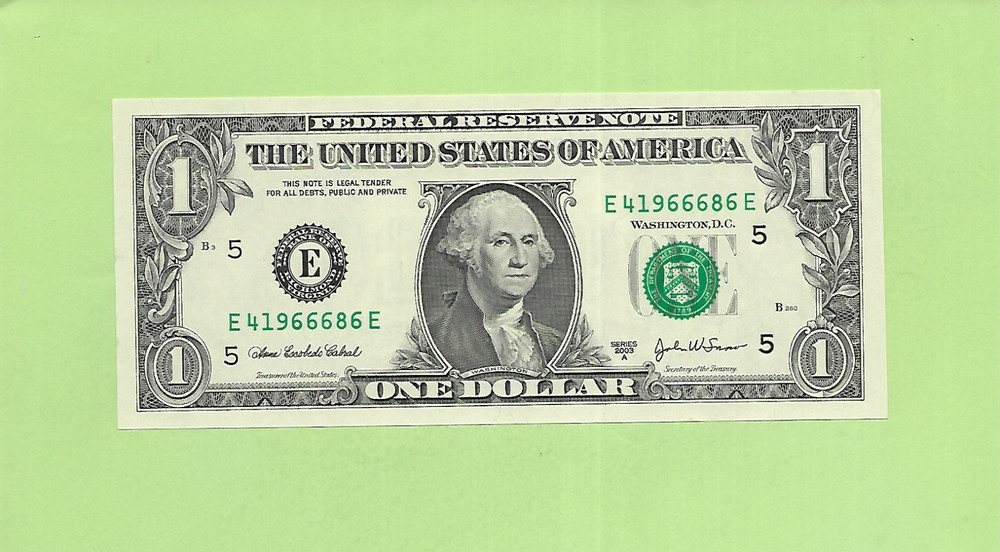 2003A ..UNCIRC $1  E 4196 6686 E  .... 2003A $1  E-E      NICE NOTE        FRN
