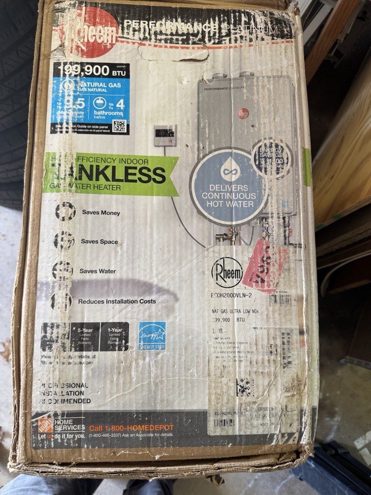 Rheem Indoor Tankless Water Heater Natural Gas 199,000 BTU 120V ECOH200DVLN-2