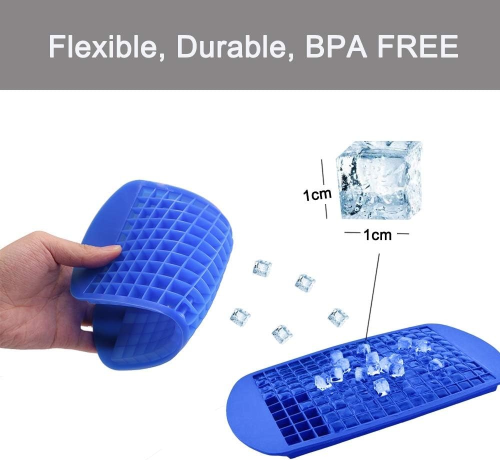 Effortless Ice Release Silicone Cube Trays: 160 Mini Cubes for Refreshing Drinks
