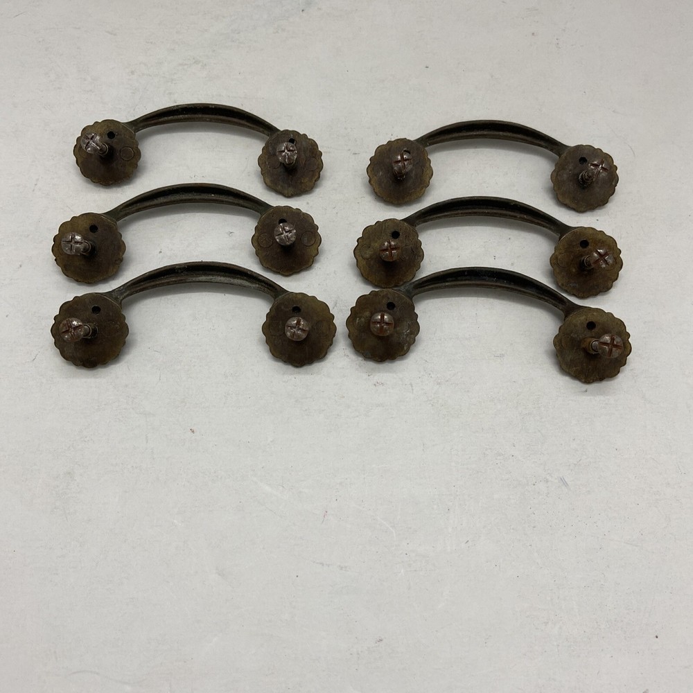 Six Vintage Brass Drawer Pulls