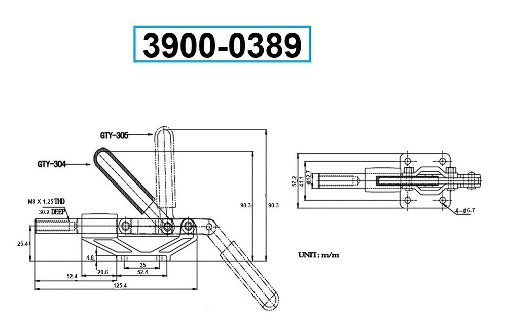 PUSH & PULL CLAMP WITH 90 DEGREE HANDLE & 500 LBS HOLDING CAPACITY (3900-0389)