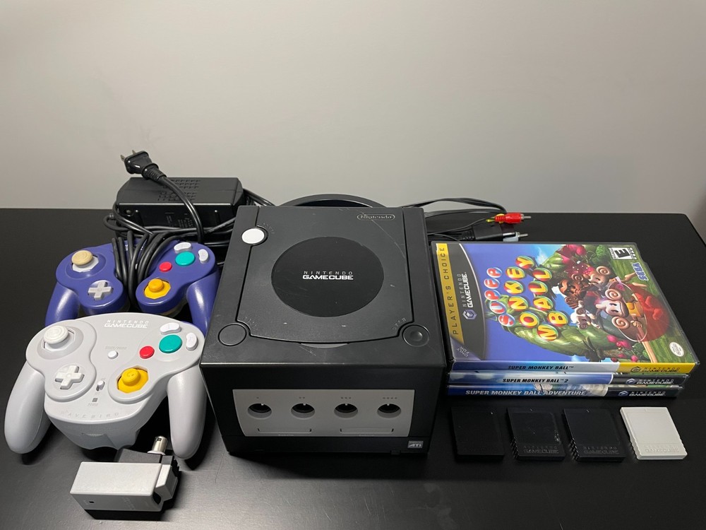 Nintendo GameCube Console Lot - Wavebird Wireless Controller, Super Monkey Ball