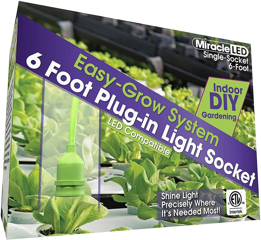 NEW - Miracle LED 6 Foot Single Socket Plug-in Light Socket for Grow Lite