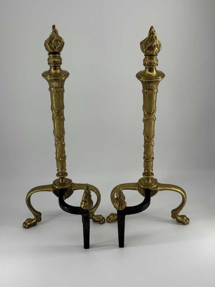 Vintage Flame Torch Andiron Set