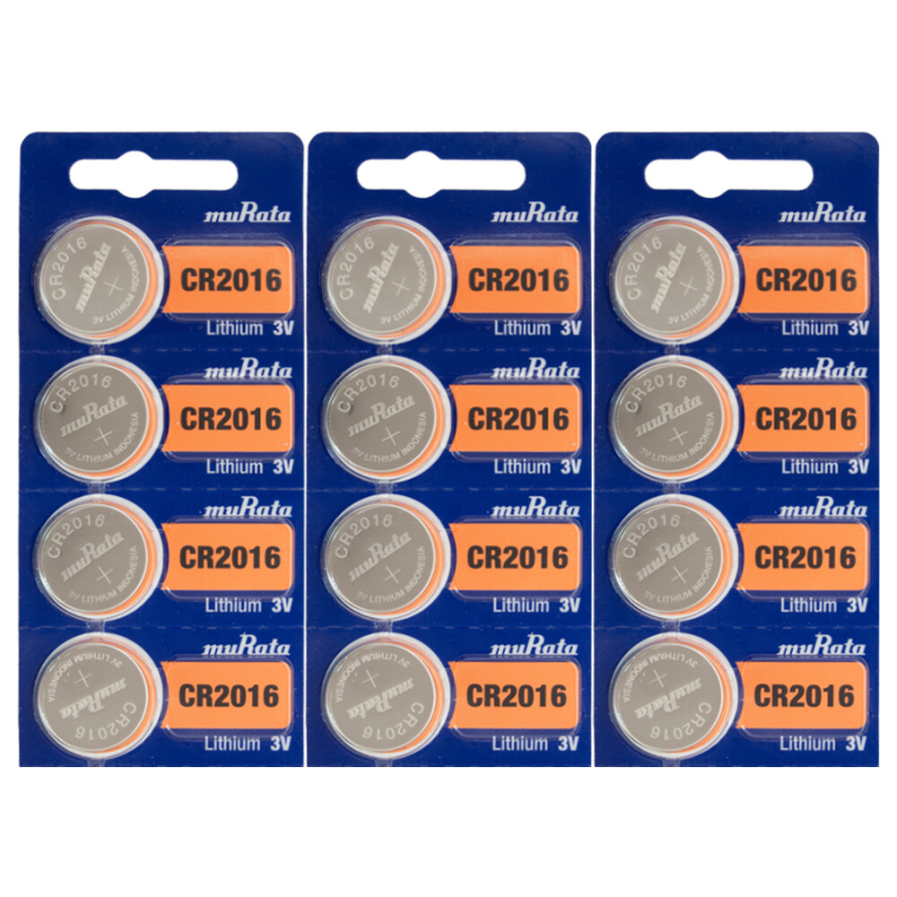 Murata CR2016 Battery - 3 Volt Lithium 12 Pack