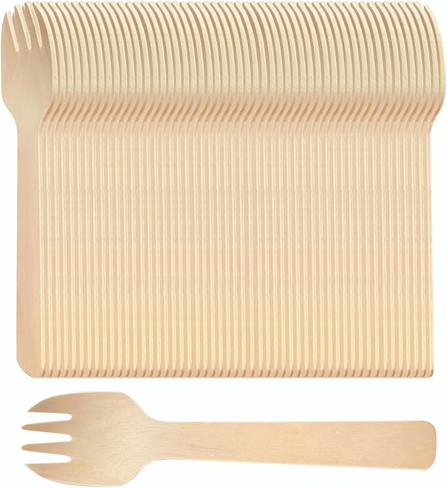 4 inch Mini Wooden Forks, Biodegradable postable Birchwood,
