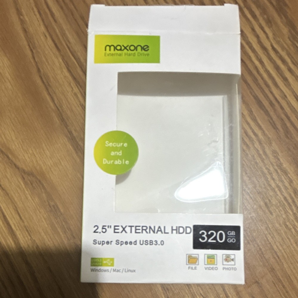 maxone 320GB 2.5" USB 3.0 Portable External HDD Gray Windows Mac Linux