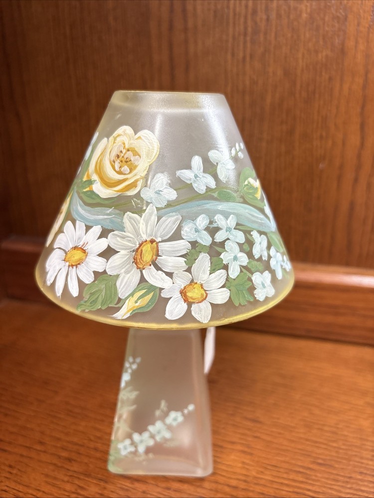 Frosted Glass Oil Lamp Hand Painted