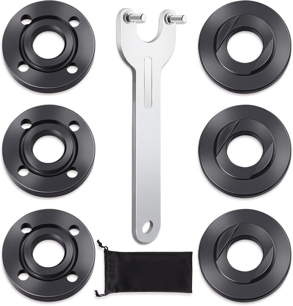7PCS Angle Grinder Nut Flange Wrench, Black, Silver