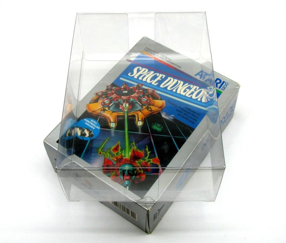 1X CLEAR PLASTIC PROTECTIVE BOX/SLEEVE FOR ATARI 5200 SPACE DUNGEON (SIZE C)