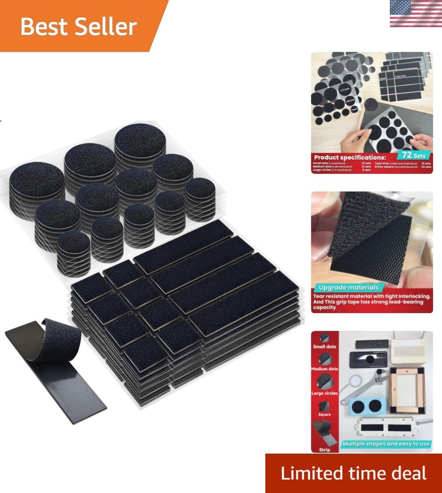 Heavy Duty Hook and Loop Strips with High Adhesive, and Square Circle, Strong...