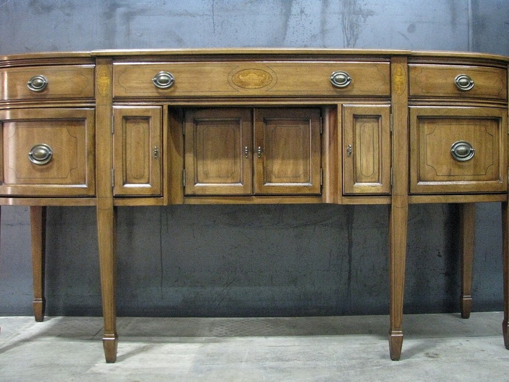 High-End Large Size Solid Walnut Federal Style Sideboard By Davis Cabinet