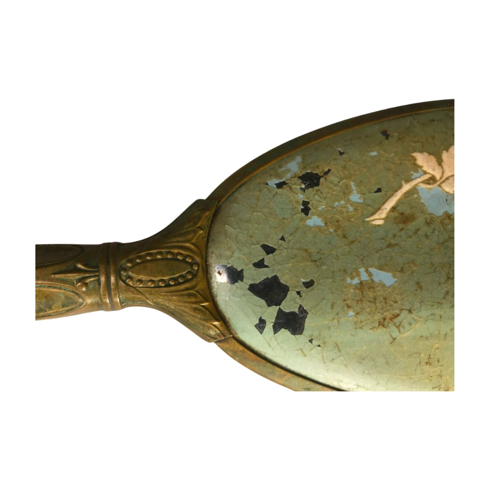 Old Floral Hand Mirror