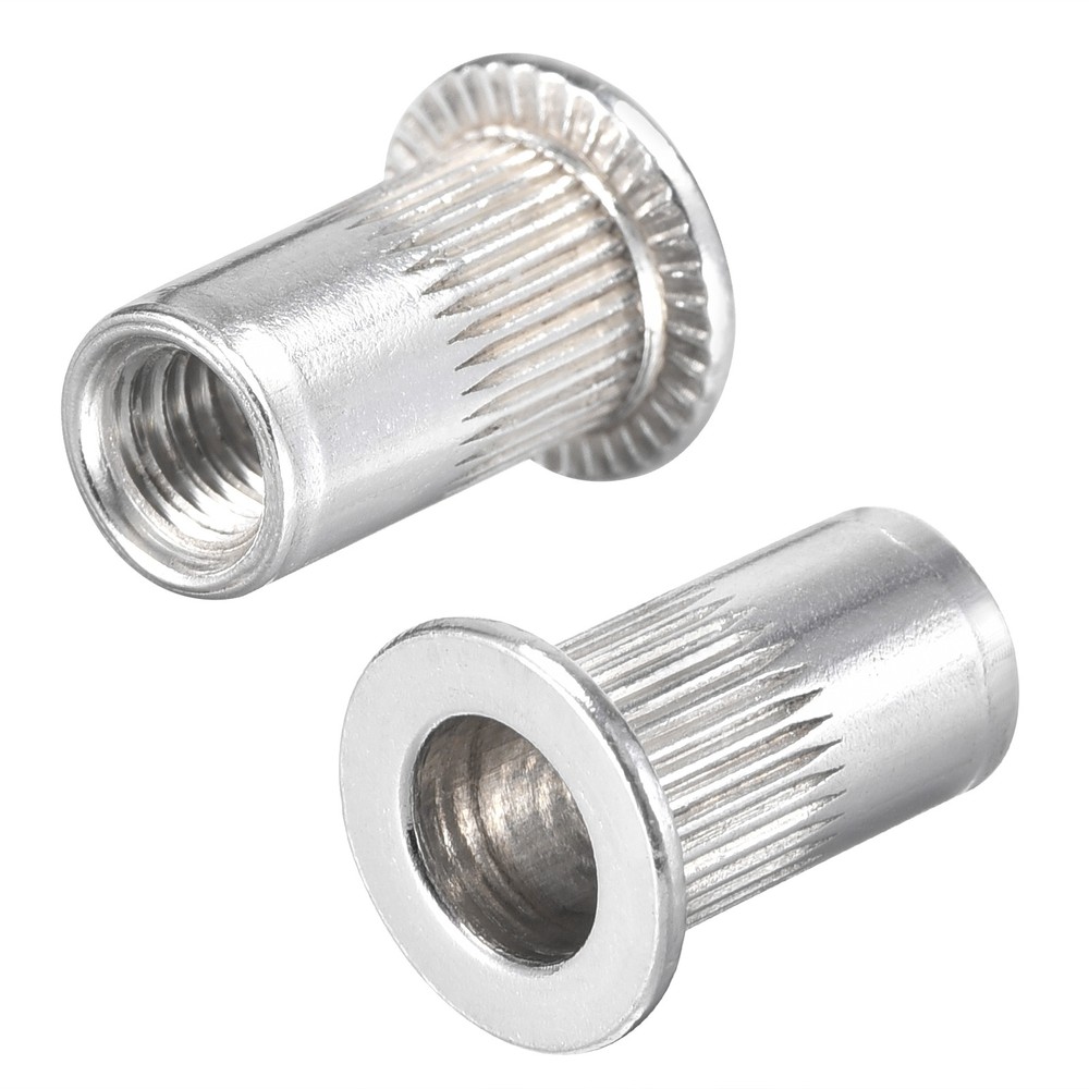 #10-32 Rivet Nuts Aluminium Alloy Knurled Flat Head Threaded Insert Nut 50Pack