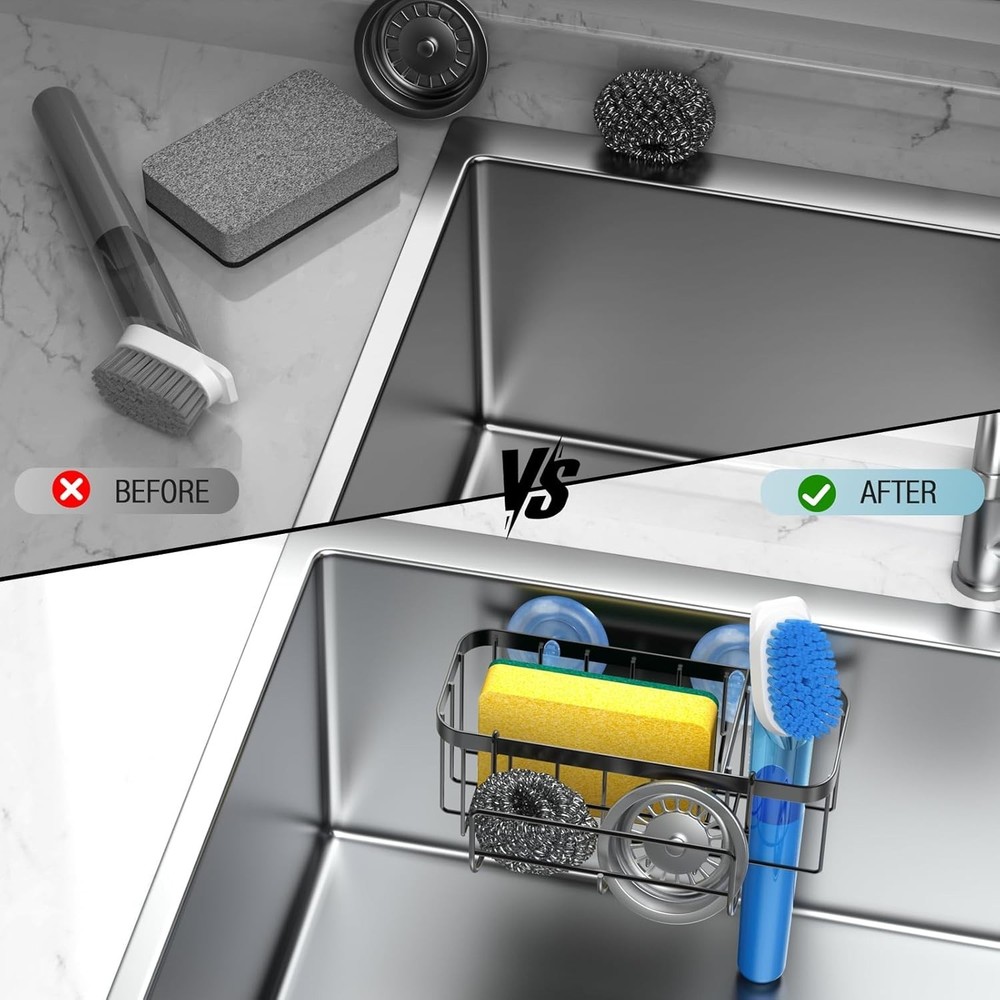 Organizador Esponja Cocina Bano Adhesivo Con Ventosa Extra 7.09"L x 4.33"W x 2.7