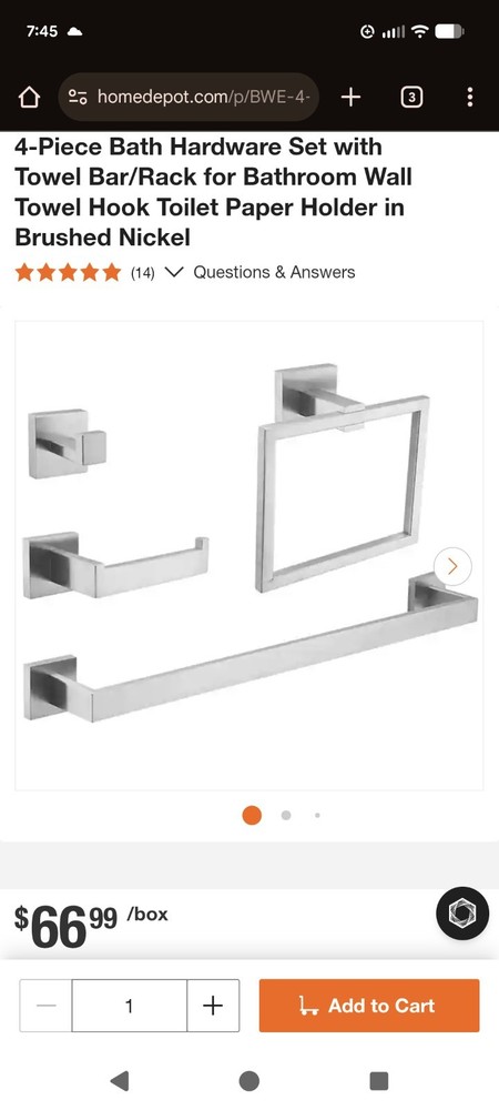 4-Piece Bath Hardware Set with Towel Bar