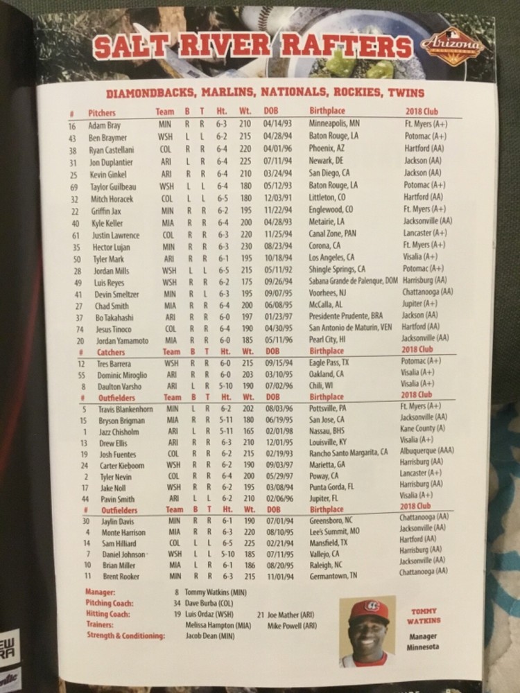 2018 ARIZONA FALL LEAGUE CHAMPIONSHIP GAME PROGRAM. $2.00!! FREE POSTAGE!!!