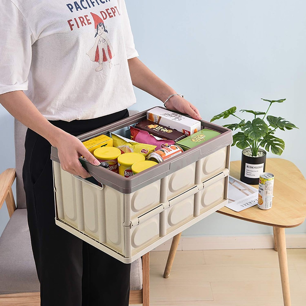 Foldable Storage Boxes with Lids, 3-Pack Collapsible Plastic Storage Bins Org...