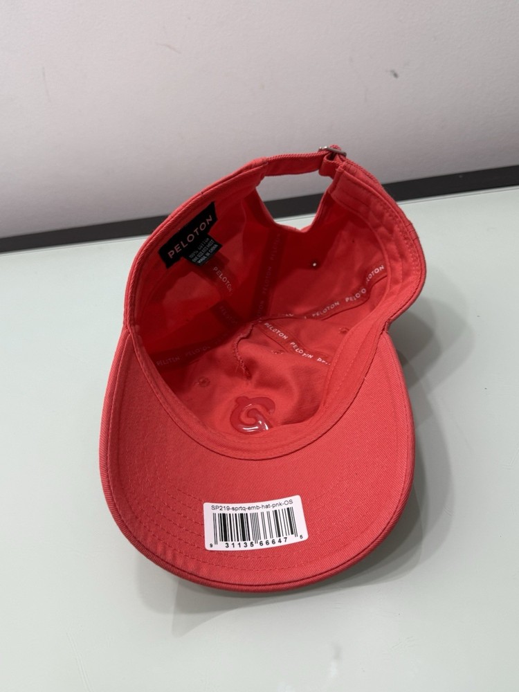 PELOTON Adjustable Strapback Hat Cap Embossed Logo CORAL