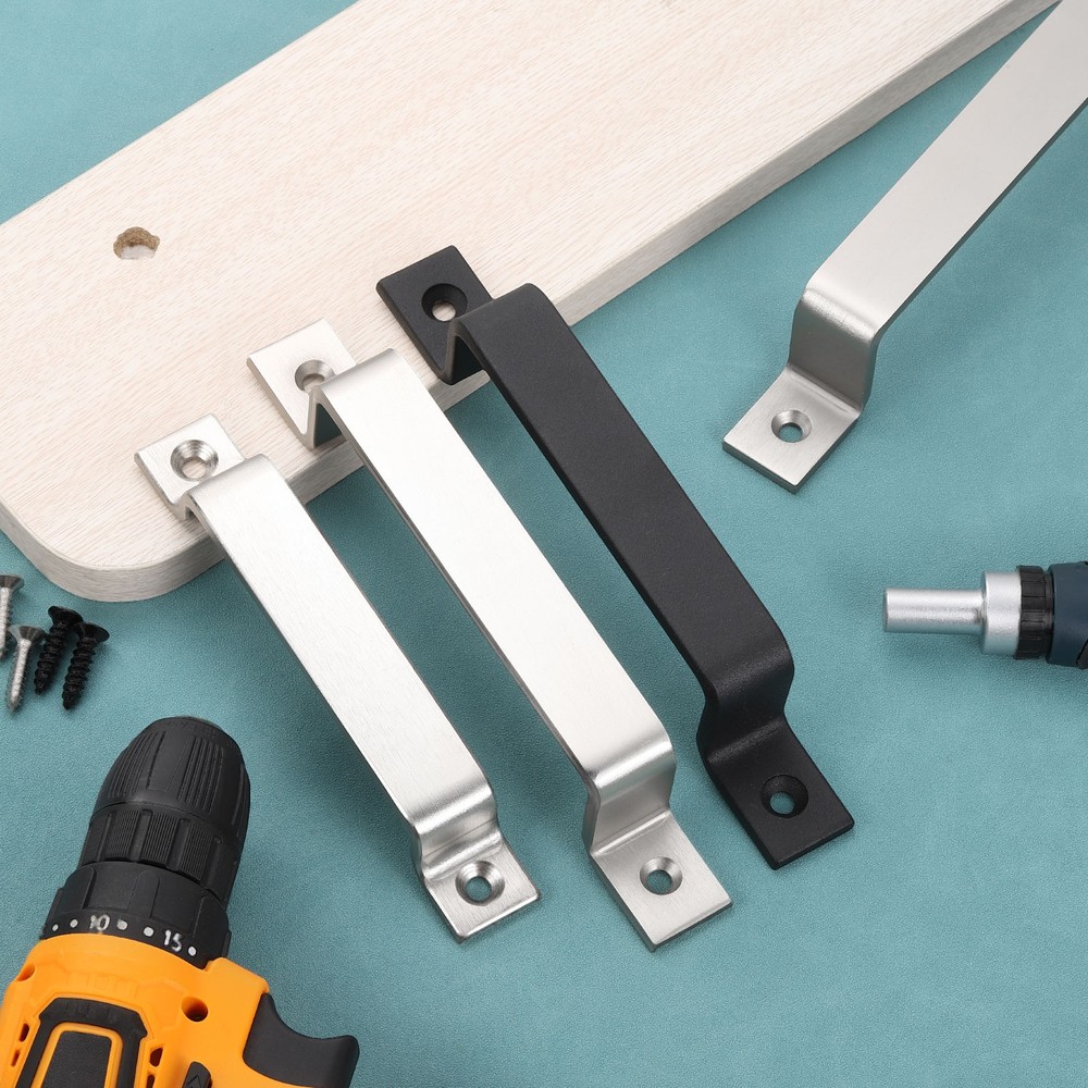 1 Pcs Barn Door Handle, 9.8 Inch Gate Handle, Pull Handle with Screws, Black