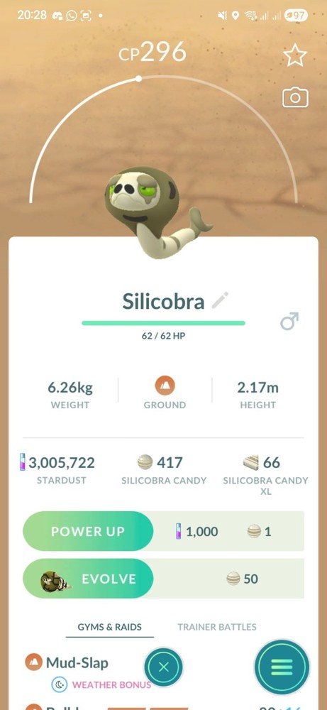 Silicobra Pokemon Fast Same Day Go