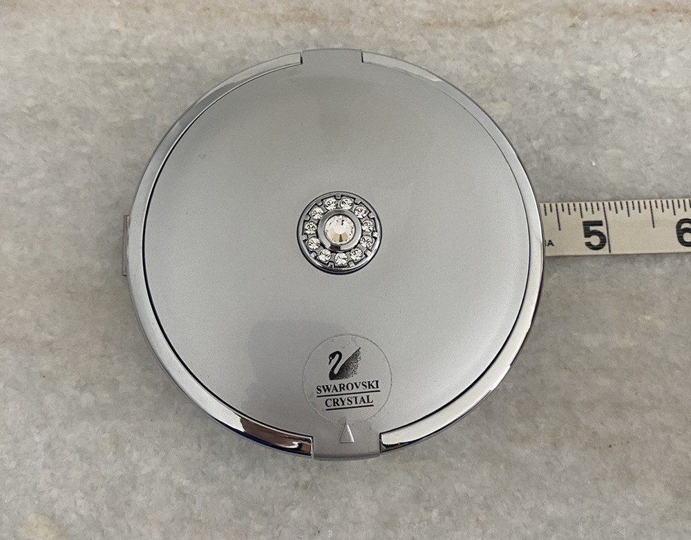 Swarovski Crystal Light Up Compact Mirror Magnification Double Sided