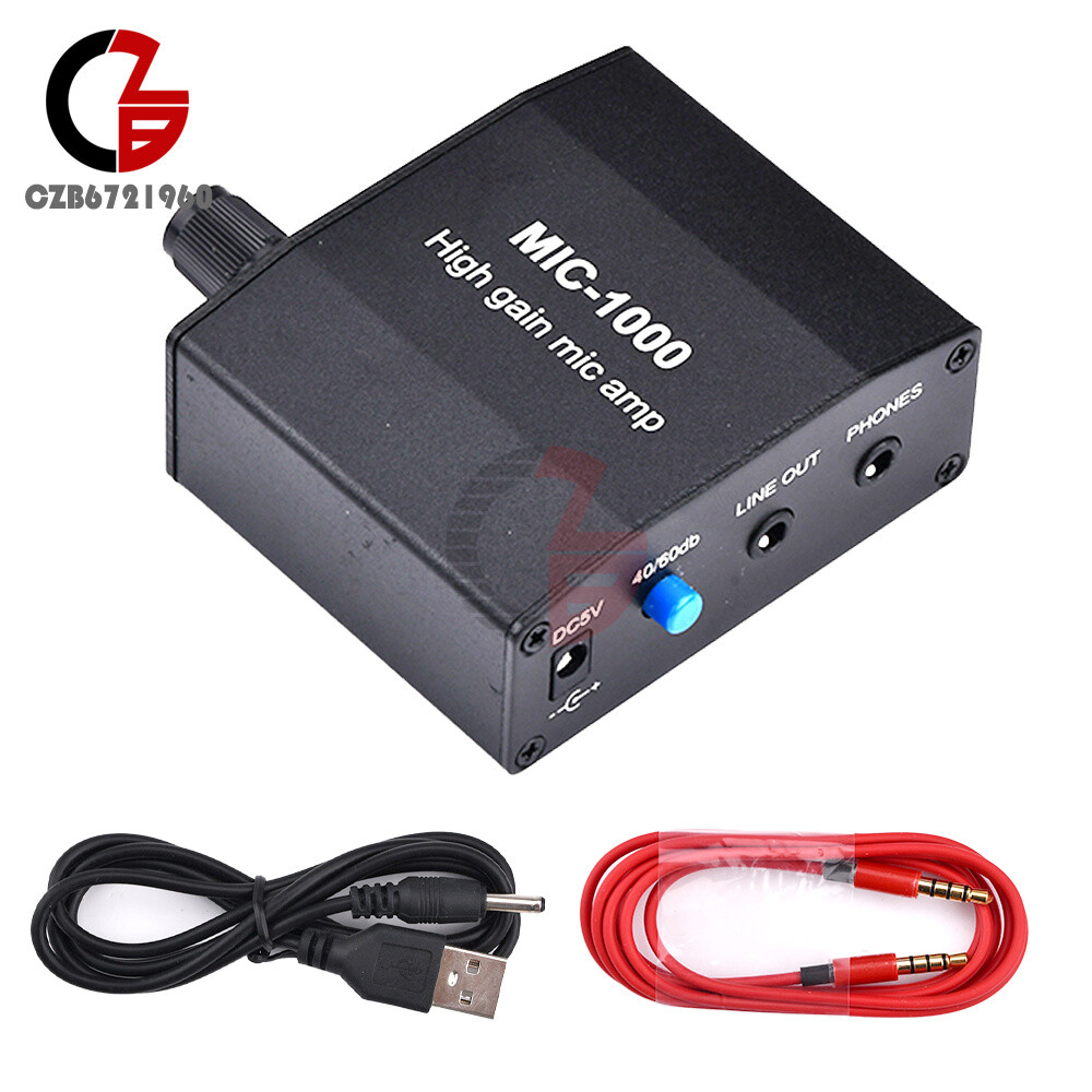 Microphone Amplifier Audio Amp High Gain 1000 Times Amplification Accessory Kit