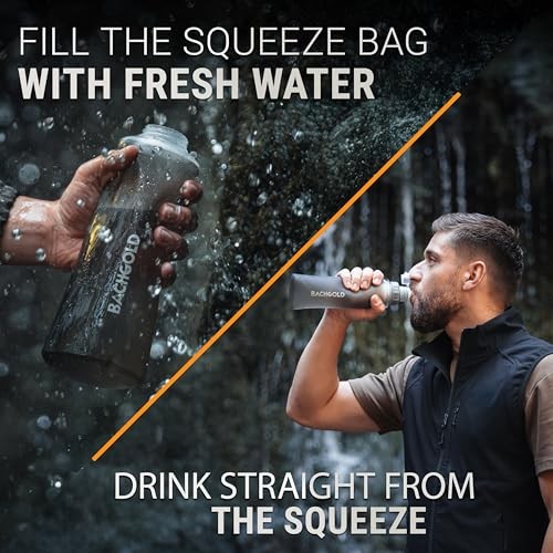 Water Filter Camping – Squeeze Foldable Squeeze Bottle | 16.9 Oz Gray