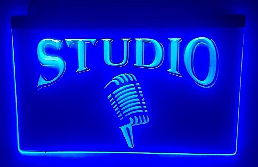 Studio LED Sign with Classic Microphone – Recording Studio Light