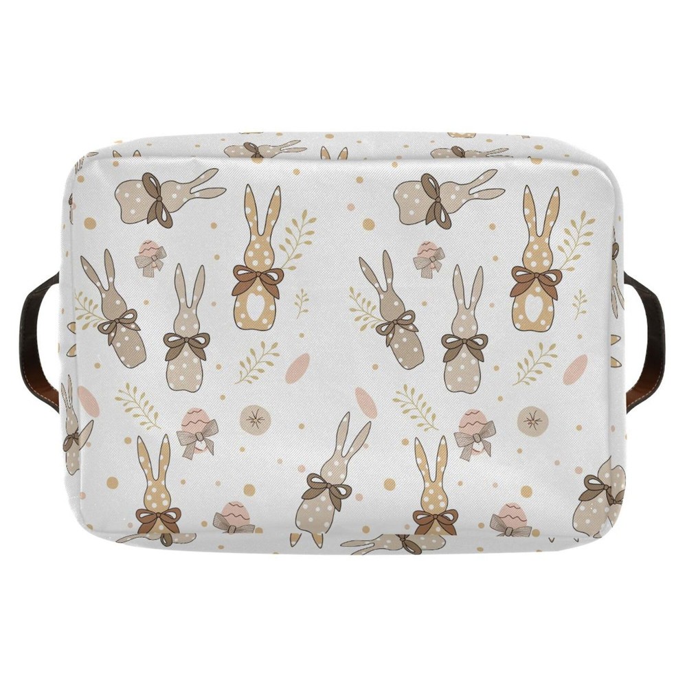 Happy Easter Day Eggs Bunny Storage Basket Fabric Laundry Baskets Easter Rabb...