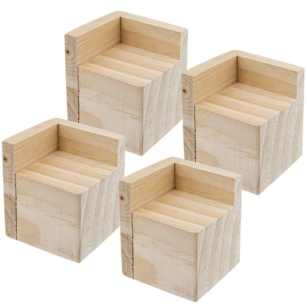 Solid Pine Wood Bed Frame Riser 4Pcs, 2 Inch Rising Height, Support 880 lbs, ...