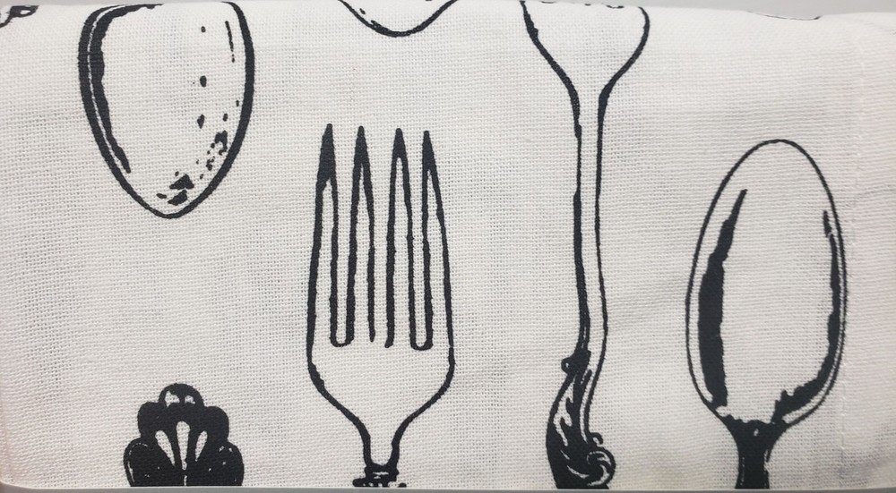 1 Fabric Outdoor Printed Table Runner(14"x72") VINTAGE FLATWARE, SILVERWARE,DII