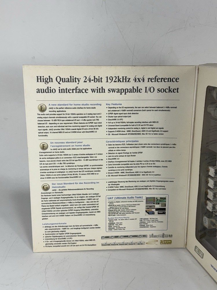 ESI Juli@ 24-bit 192kHz 4x4 Reference Audio Interface with Swappable I/O Socket