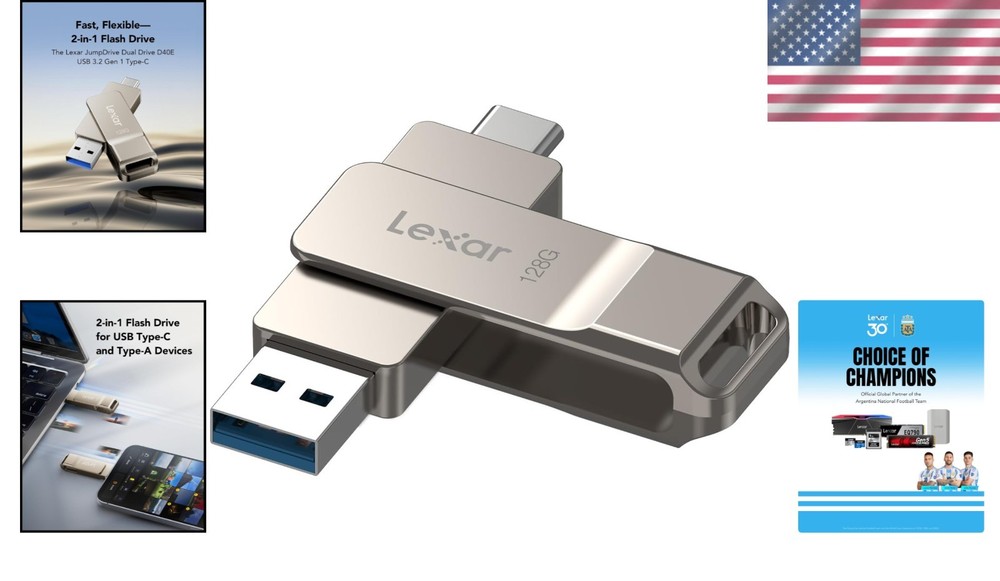 Champagne Silver 128GB Dual USB Type-C Flash Drive