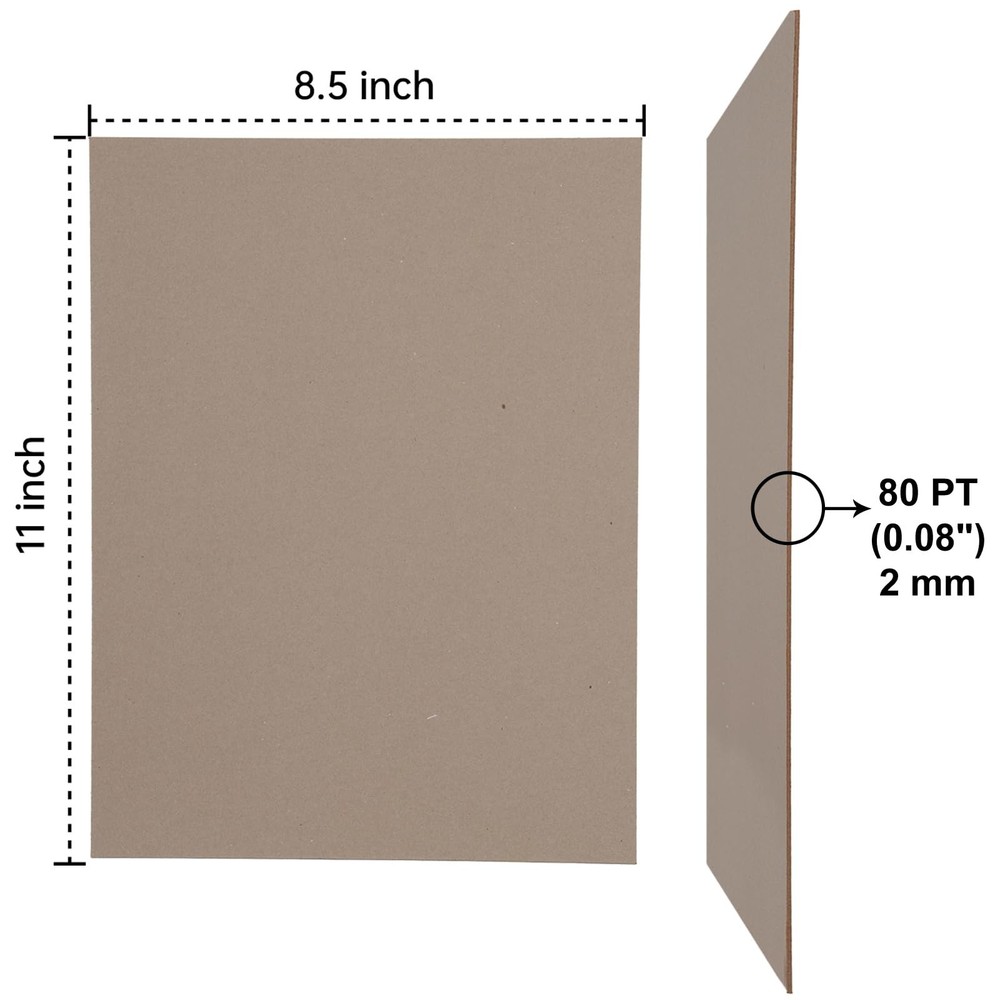 Sturdy 8.5x11 Chipboard Sheets - 20 Pack, 80 PT Thick for Binding & Crafts