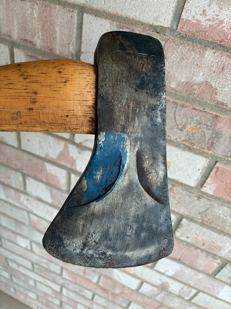 Vintage Collins Commander Single Bit Axe Phantom Bevel 34in Hickory Handle Decal