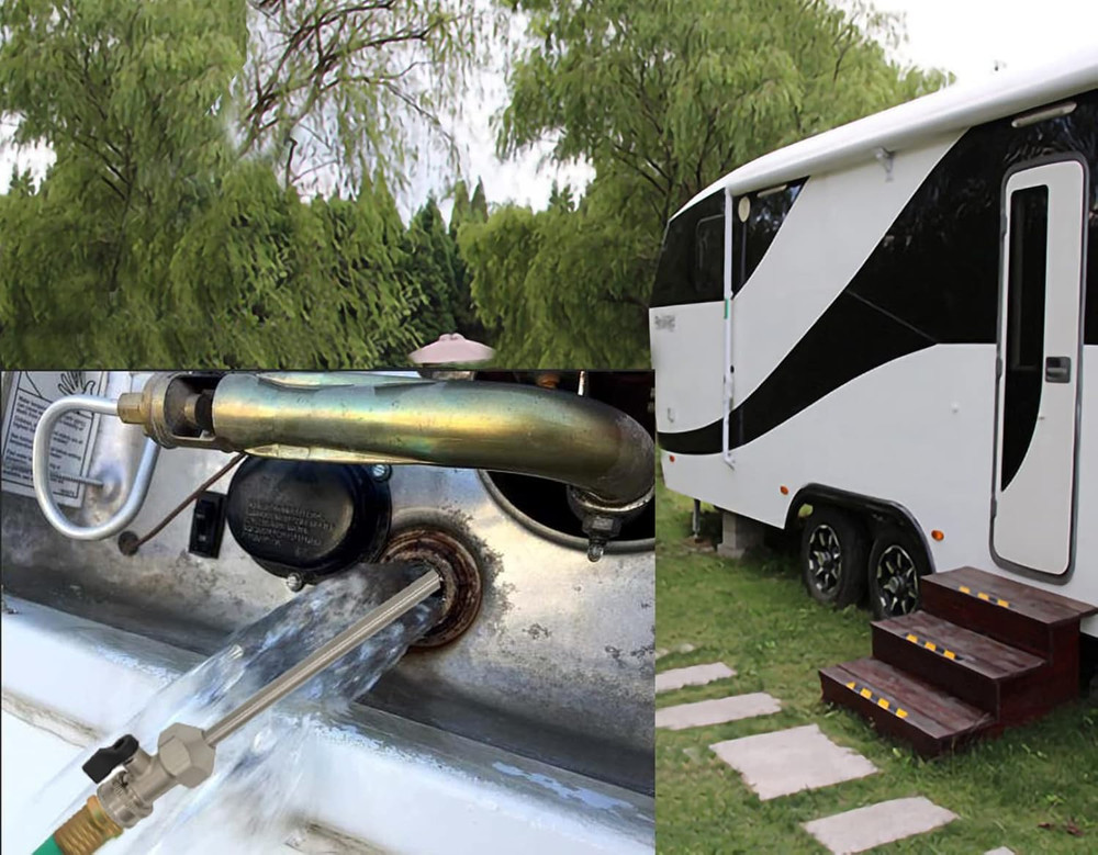 All Metal RV Water Heater Tank Rinser | RV Hot Water Tank Flush Wand | Cleanses