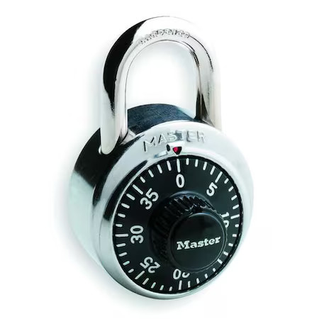 Master Lock 1500T Combination Padlock, Ctr, Black/Silver, Pk2
