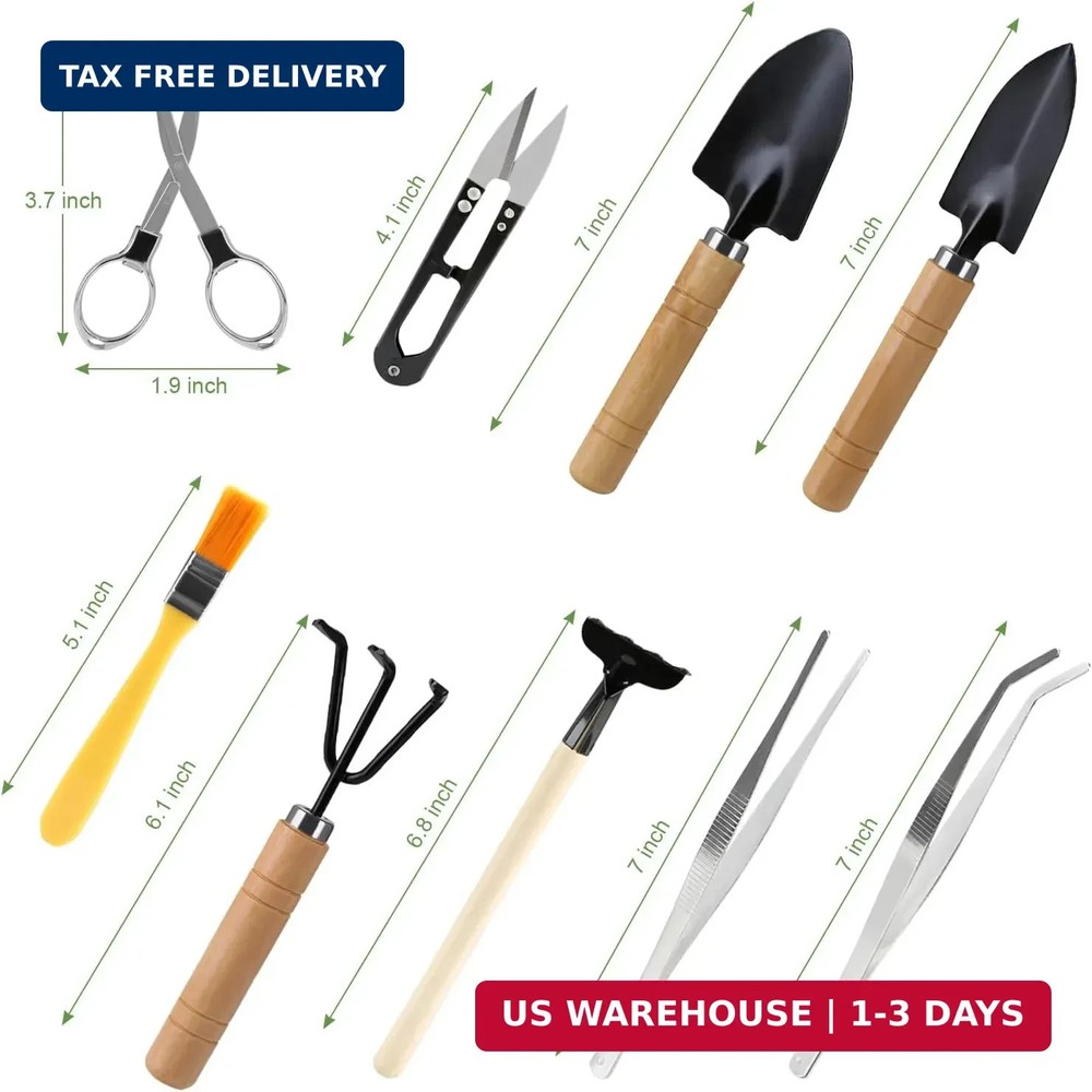 9PCS Basic Bonsai Tools Set, Bonsai Tree Kit Mini Garden Tools Includes Pruning
