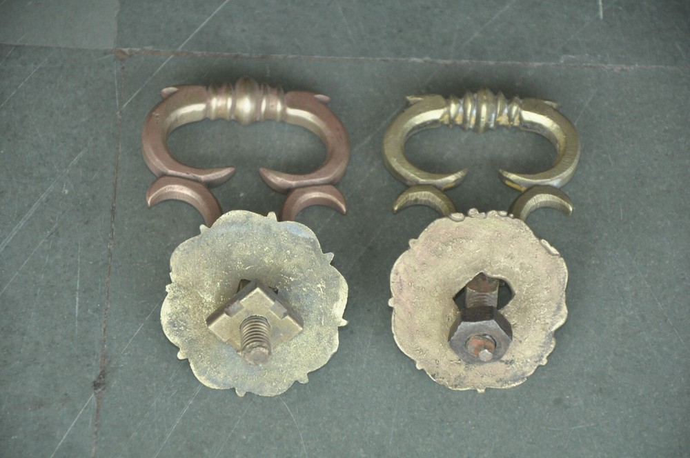 2 Pc Vintage Crafted Brass Fine Handcrafted Solid Door Handles